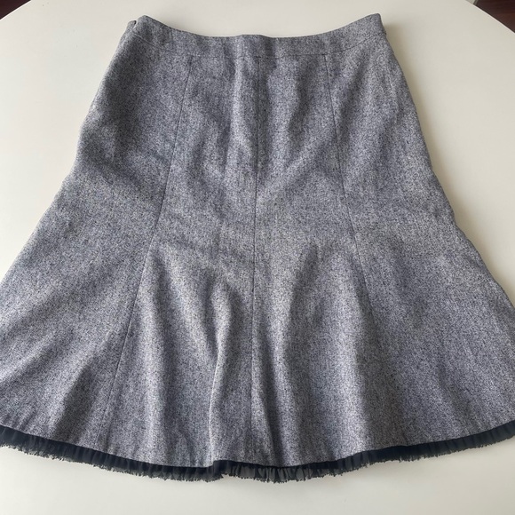 Vintage White House Black Market Gray Lace Trim Flare Skirt - Picture 2 of 7